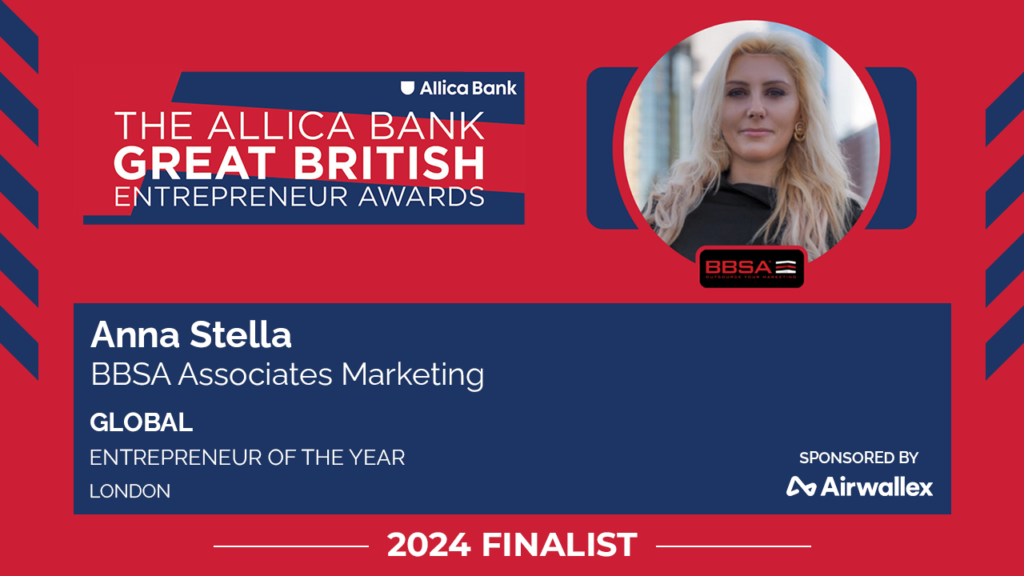 Anna Stella, Founder of BBSA, Shortlisted for the Prestigious Allica Bank Great British Entrepreneur Awards 2024
